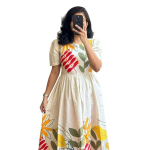 Women's Pure Cotton Maxi Midi Dress Western Dress for Women Elegant Floral Printed Long Dresses | Soft & Breathable Fabric | Casual Trending Dress fo