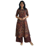Women's Viscose Blend Straight Printed Kurta with Palazzo | Elbow Length Sleeve Kurti Set | Close Neck with Back Slit | Soft Comfortable Fabric | 2 Pi