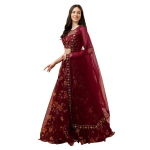 Women's Ethnic Wear Floral Digital Printed Organza zari Sequin Work Semi-Stitched Lehenga Choli With Dupatta