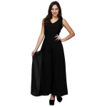 Women's Sleeveless Party Jumpsuit | Stylish V-Neck One-Piece with Sheer Overlay & Flared Palazzo Bottom | Western Dress for Festive & Evening