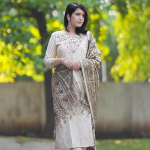 Salwar Suit With Dupatta For Women's | Khadi Silk | Cream Embroidered Kurta | Floral Embroidery, 3-Piece Set, Ethnic Wear, Tassel Dupatta, Straight Ku