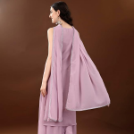 Women's Georgette Straight Kurta Palazzo Set with Dupatta