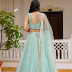 Women's Georgette Embroidery Sequence Work Lehenga Choli with Dupatta For Women Semi-Stitch
