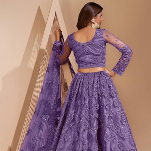 women lehenga choli | net febric lehnega choli and dupatta | Round Neck Ethnic Outfit