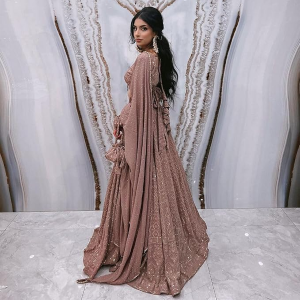 Georgette Sequence Lucknowi Embroidery Work Semi sttiched Lehenga choli set for women