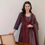 Women's Rayon Printed Anarkali Kurta and Pant with Dupatta Set