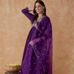Rayon Women's Embroidered Alia Cut Kurta With Pant And Dupatta Set