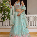 Women's Georgette Embroidery Sequence Work Lehenga Choli with Dupatta For Women Semi-Stitch