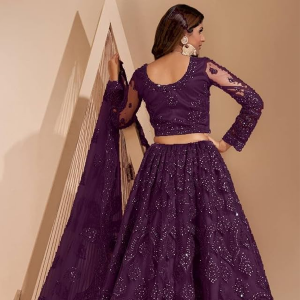 Women's Semi Stitched satin blend Lehenga Choli with Embroidered Pattern Unstitched Blouse and Dupatta Set | Women's Lehenga Cholis