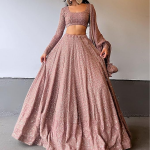 Georgette Sequence Lucknowi Embroidery Work Semi sttiched Lehenga choli set for women