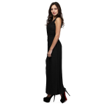 Women's Sleeveless Party Jumpsuit | Stylish V-Neck One-Piece with Sheer Overlay & Flared Palazzo Bottom | Western Dress for Festive & Evening
