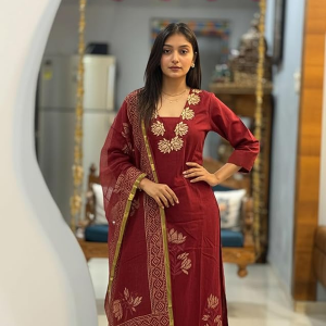 Designer Women's Rayon Viscose Straight fit Printed Embroidered Kurta with Pant & Dupatta | Ethnic Kurta Set for Women | Daily, Office & Festive Tradi