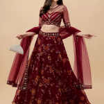 Women's Ethnic Wear Floral Digital Printed Organza zari Sequin Work Semi-Stitched Lehenga Choli With Dupatta