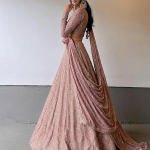 Georgette Sequence Lucknowi Embroidery Work Semi sttiched Lehenga choli set for women
